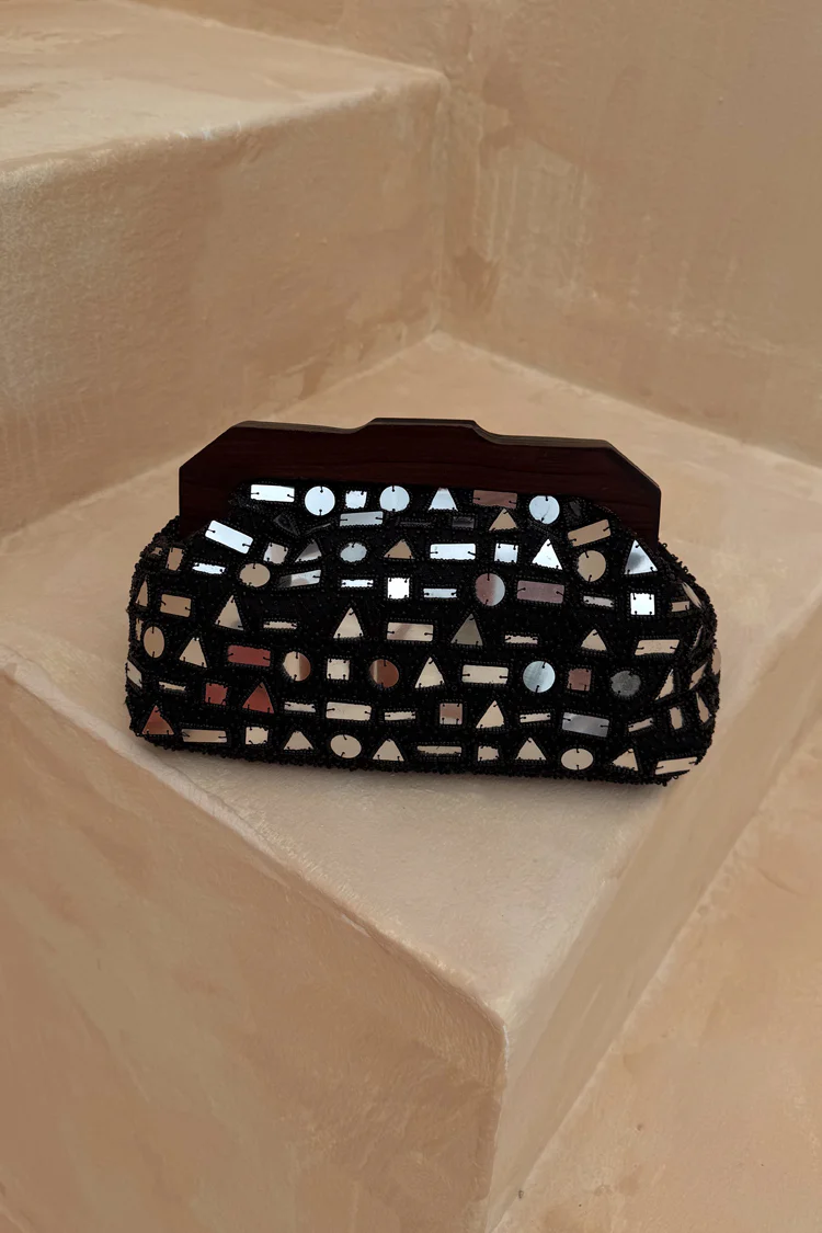 Black Beaded Mirror Bag - Image 4