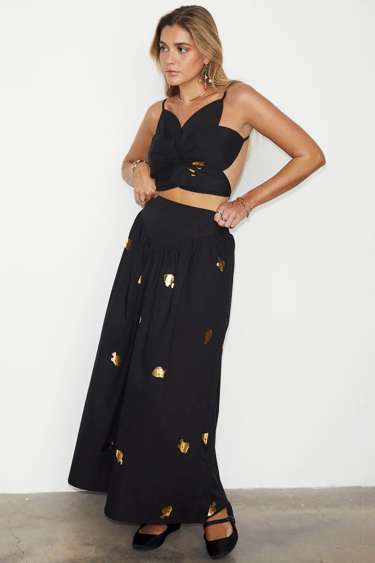 Black Dahlia Top With Gold Fish Fleck - Image 3