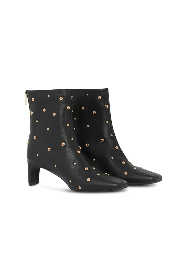 Black Leather Boots with Gold Studs - Image 7