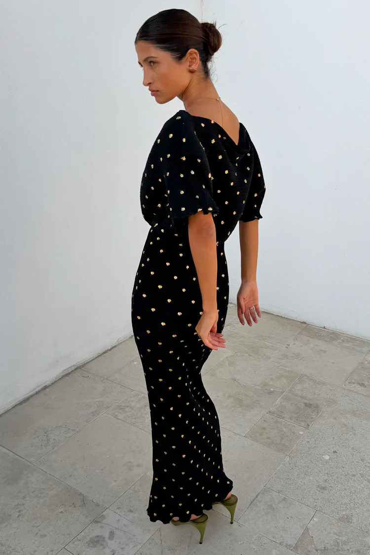 Black Tilly Dress with Gold Foil - Image 5