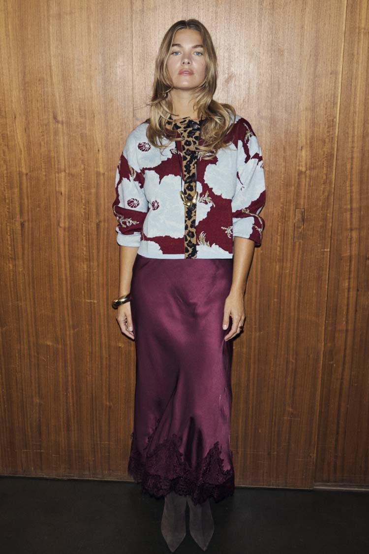 Burgundy & Blue Poppy Cardigan - Image 3