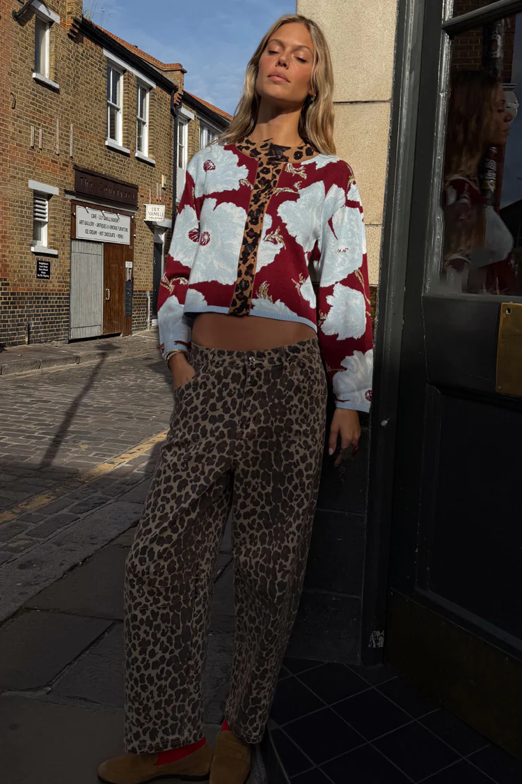 Burgundy & Blue Poppy Cardigan - Image 4
