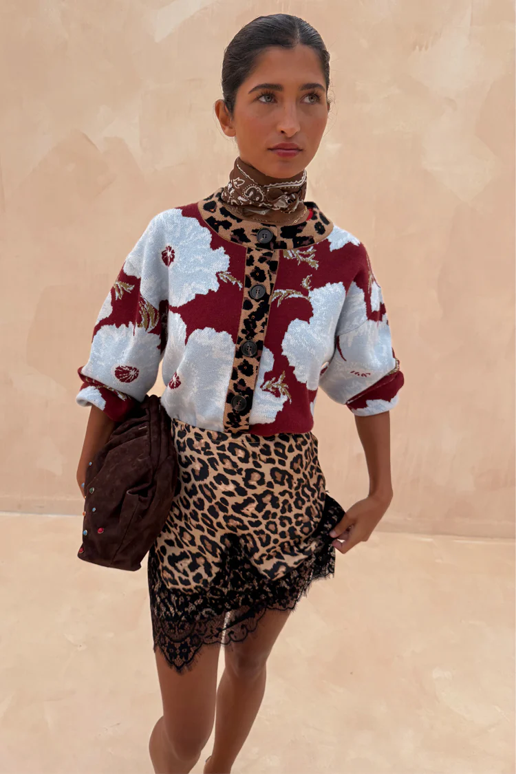 Burgundy & Blue Poppy Cardigan - Image 5