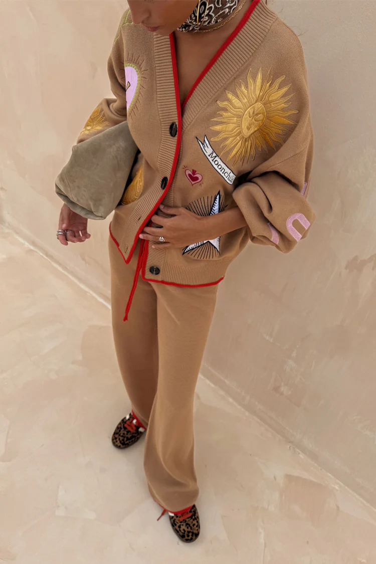 Camel Wide Leg Joggers - Image 3