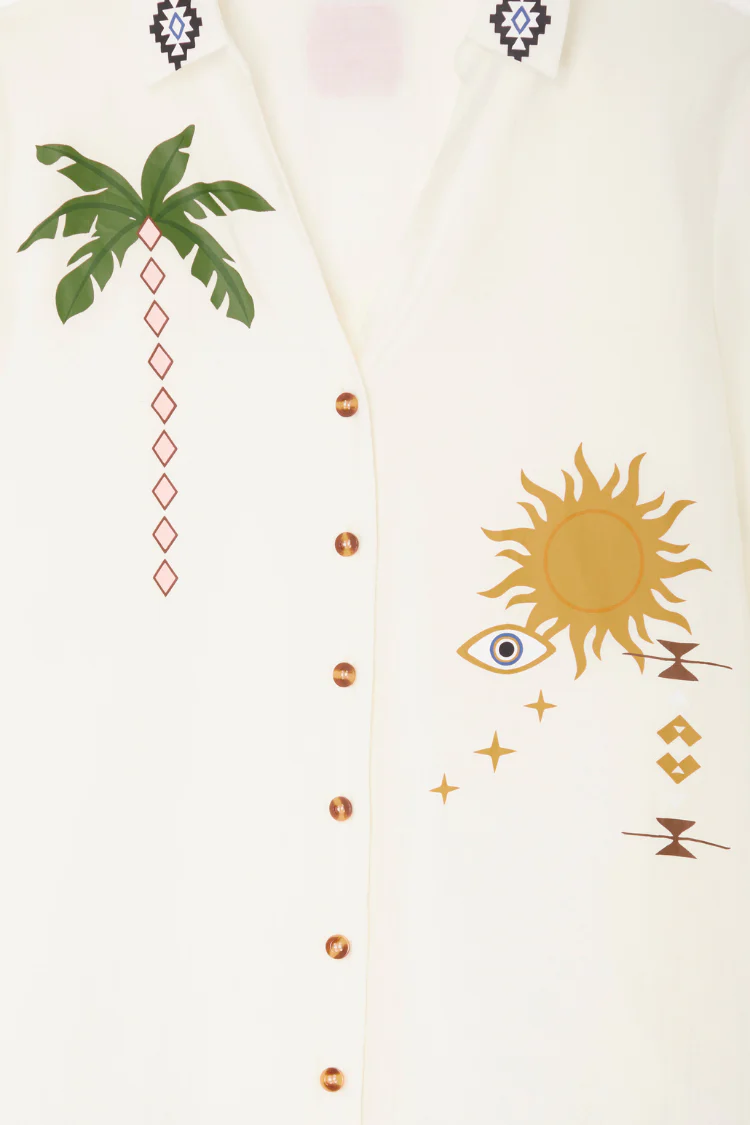 Cream Sunshine Palm Miley Shirt - Image 11