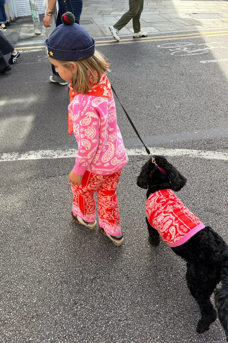 Kids Red and Pink Bandana Knitted Set - Image 7