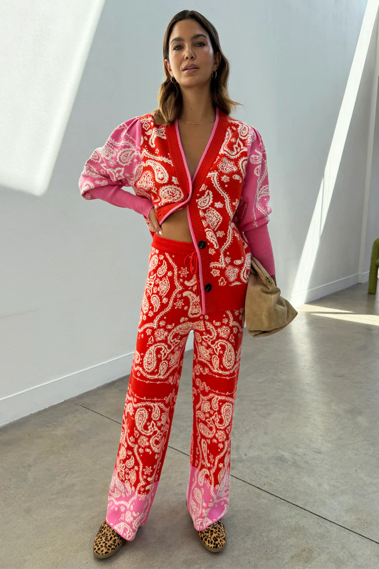Red Bandana Wide Leg Trousers - Image 6