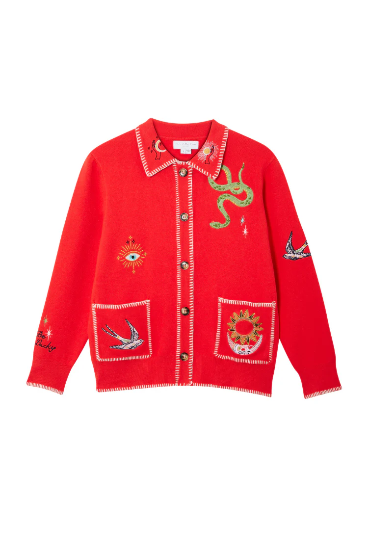 Red Mystical Cardigan with Collar - Image 10