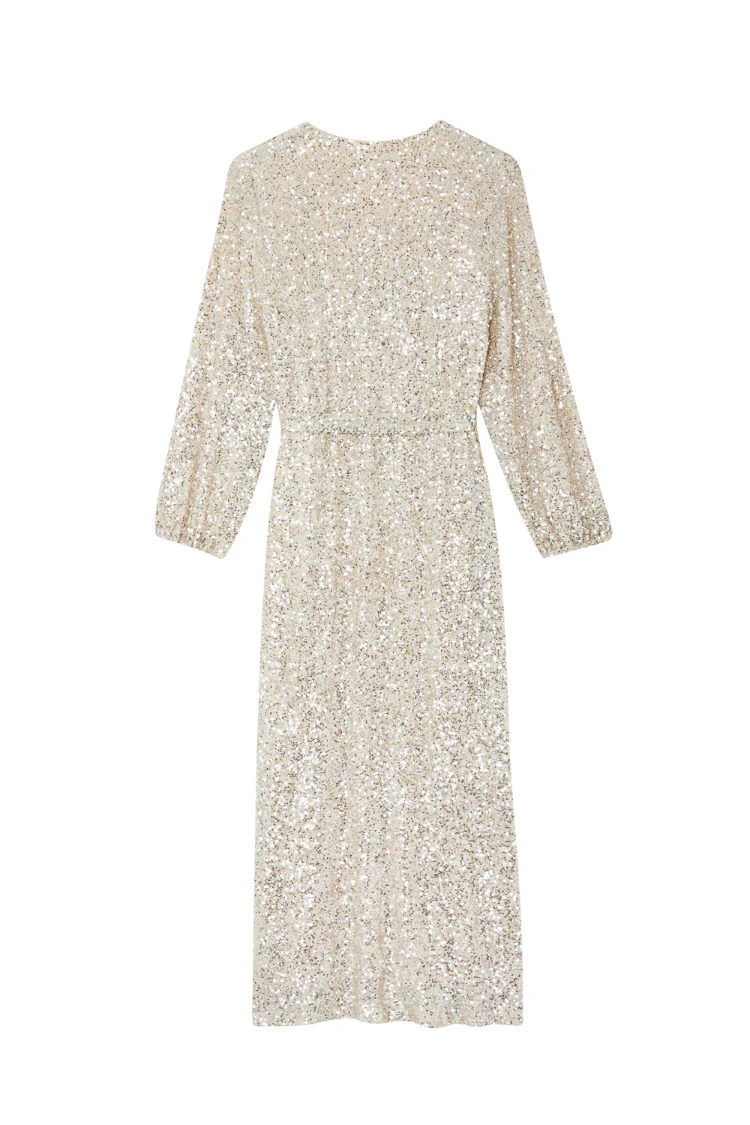 Silver Sequin Kira Wrap Dress - Image 11