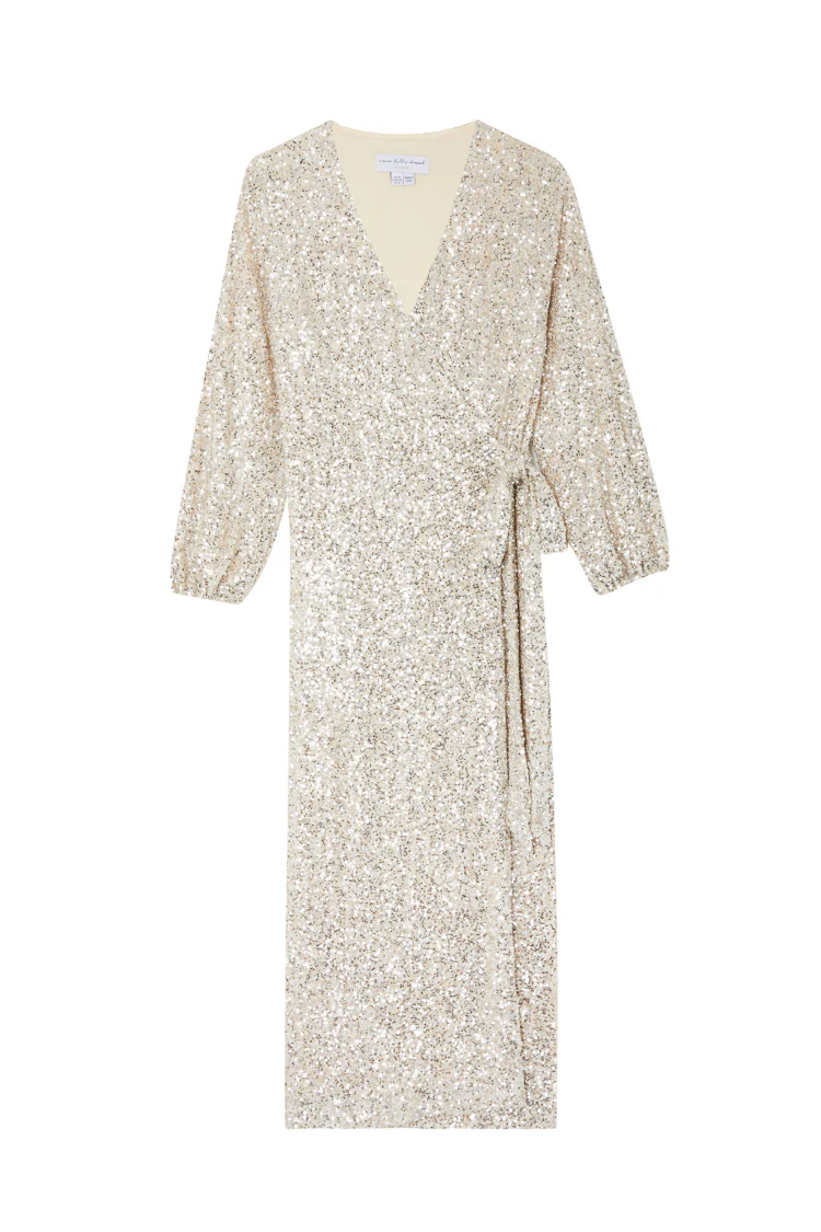 Silver Sequin Kira Wrap Dress - Image 9