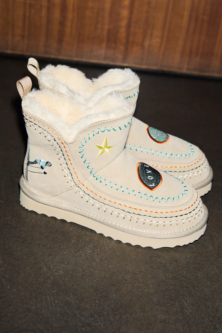 Stone Embroidered Suede Boots - Image 3