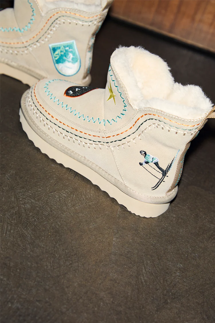 Stone Embroidered Suede Boots - Image 5
