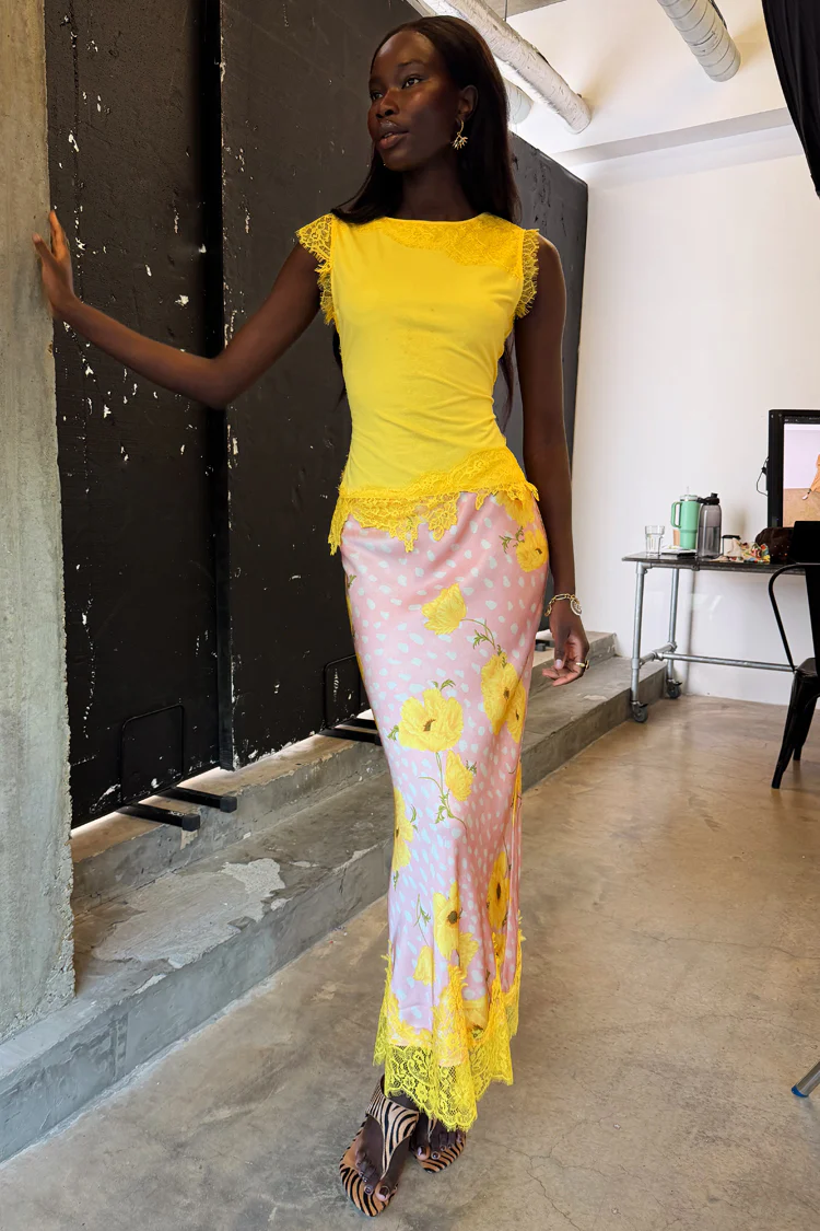 Yellow Lace Insert Top - Image 3